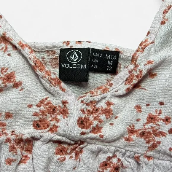 Volcom Pink Floral Spaghetti Strap BabyDoll Mini Dress (Size Medium) - Picture 2 of 8